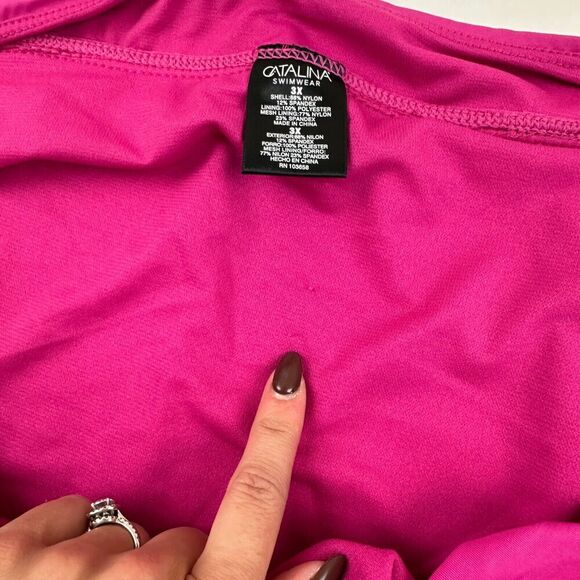 NWT Catalina Swimwear Pink Faux Wrap Skort Skirt W/ Shorts Plus Size 3X Stretch - Picture 8 of 11